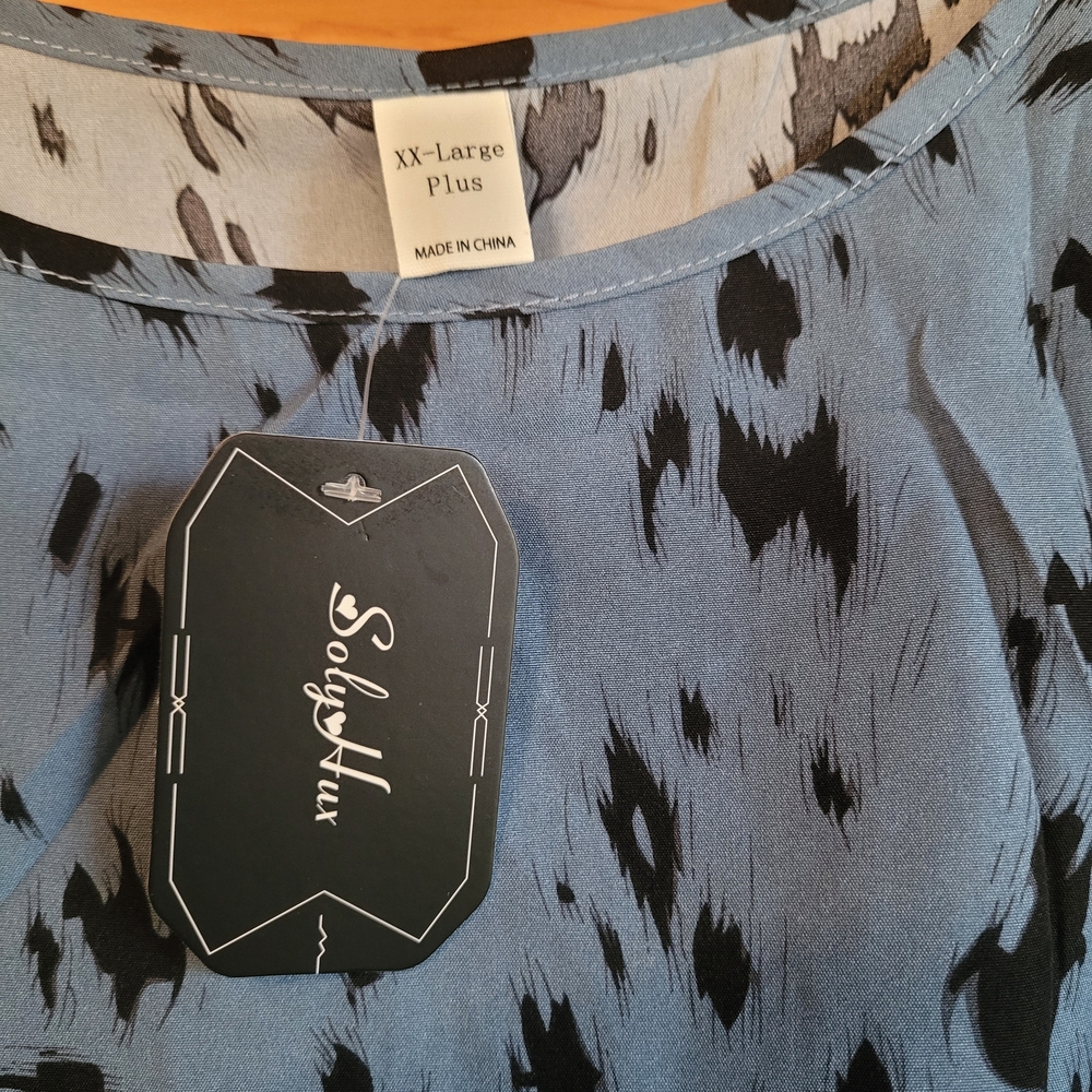 Soly Hux Blue and Black Patterned Dress